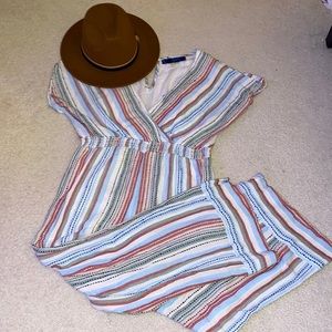 Striped boho short sleeve jumpsuit